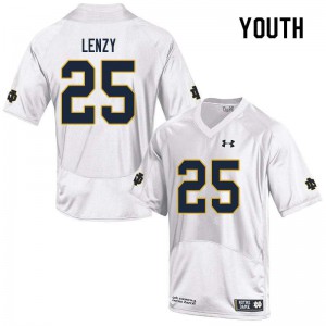 #25 Braden Lenzy Notre Dame Youth Game Official Jerseys White