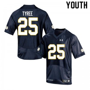 #25 Chris Tyree University of Notre Dame Youth Game Football Jersey Navy
