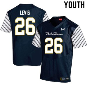 #26 Clarence Lewis University of Notre Dame Youth Alternate Game Football Jersey Navy Blue