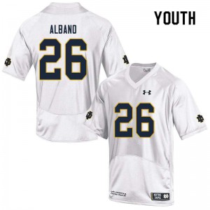 #26 Leo Albano University of Notre Dame Youth Game Football Jerseys White