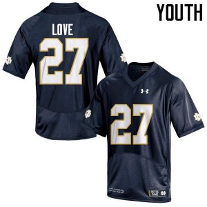 #27 Julian Love Notre Dame Fighting Irish Youth Game Official Jersey Navy Blue