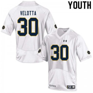 #30 Chris Velotta University of Notre Dame Youth Game Stitched Jerseys White