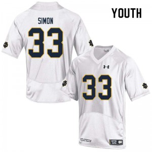 #33 Shayne Simon Notre Dame Fighting Irish Youth Game Official Jerseys White