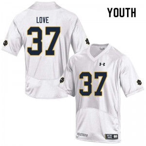 #37 Chase Love Notre Dame Youth Game College Jerseys White