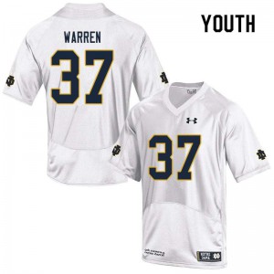 #37 James Warren University of Notre Dame Youth Game Official Jersey White