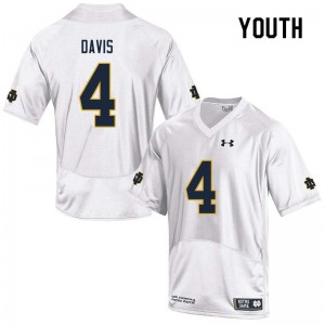 #4 Avery Davis University of Notre Dame Youth Game NCAA Jerseys White