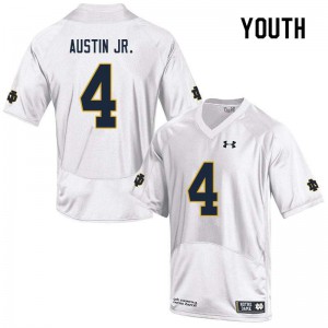 #4 Kevin Austin Jr. Fighting Irish Youth Game Football Jerseys White