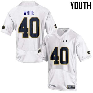 #40 Drew White University of Notre Dame Youth Game Football Jerseys White