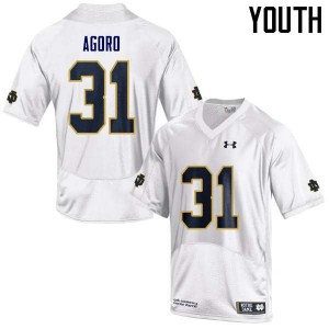 #41 Temitope Agoro University of Notre Dame Youth Game Embroidery Jersey White