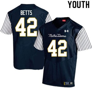 #42 Stephen Betts UND Youth Alternate Game University Jerseys Navy Blue