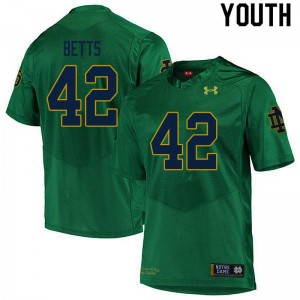 #42 Stephen Betts Notre Dame Fighting Irish Youth Game Football Jerseys Green