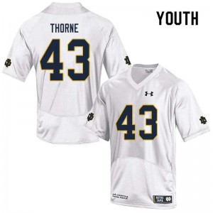 #43 Marcus Thorne University of Notre Dame Youth Game Player Jerseys White