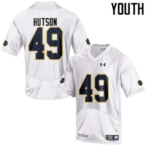 #49 Brandon Hutson University of Notre Dame Youth Game Football Jerseys White