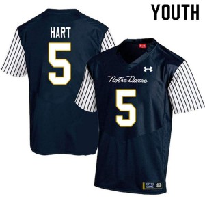#5 Cam Hart UND Youth Alternate Game NCAA Jersey Navy Blue