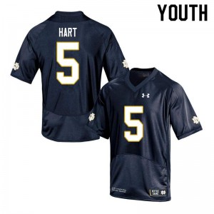 #5 Cam Hart Fighting Irish Youth Game Embroidery Jersey Navy