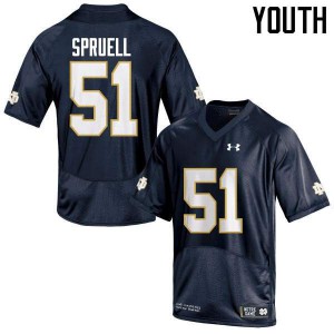 #51 Devyn Spruell Notre Dame Youth Game Football Jersey Navy Blue
