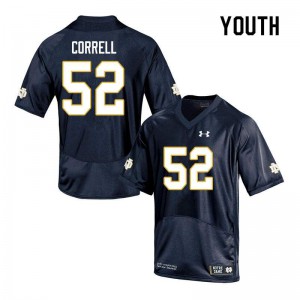 #52 Zeke Correll Notre Dame Youth Game NCAA Jerseys Navy