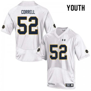 #52 Zeke Correll Notre Dame Fighting Irish Youth Game Official Jerseys White