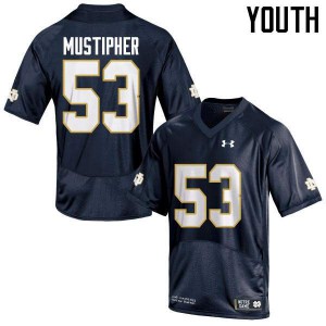 #53 Sam Mustipher University of Notre Dame Youth Game NCAA Jersey Navy Blue