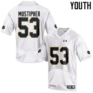#53 Sam Mustipher Notre Dame Fighting Irish Youth Game Stitched Jersey White