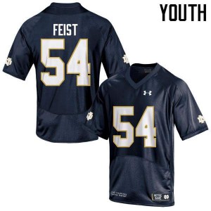 #54 Lincoln Feist Notre Dame Youth Game Stitch Jerseys Navy Blue