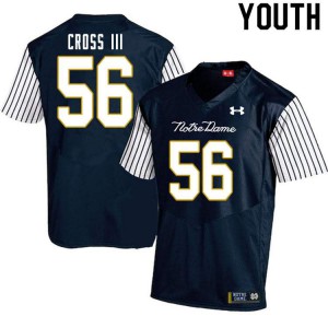 #56 Howard Cross III Notre Dame Youth Alternate Game High School Jerseys Navy Blue