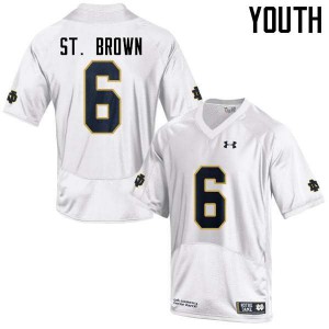 #6 Equanimeous St. Brown UND Youth Game Stitch Jerseys White