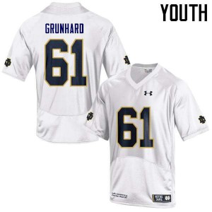 #61 Colin Grunhard UND Youth Game Official Jerseys White