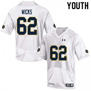 #62 Brennan Wicks University of Notre Dame Youth Game University Jerseys White