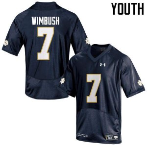 #7 Brandon Wimbush Notre Dame Youth Game Stitch Jerseys Navy Blue
