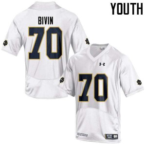 #70 Hunter Bivin University of Notre Dame Youth Game Stitched Jerseys White