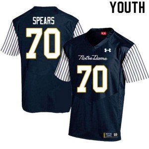 #70 Hunter Spears University of Notre Dame Youth Alternate Game Player Jersey Navy Blue