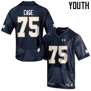 #75 Daniel Cage UND Youth Game NCAA Jerseys Navy Blue