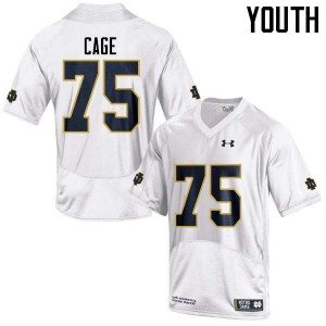 #75 Daniel Cage University of Notre Dame Youth Game Player Jerseys White