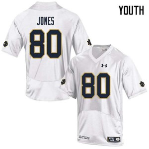 #80 Micah Jones Notre Dame Youth Game Football Jersey White