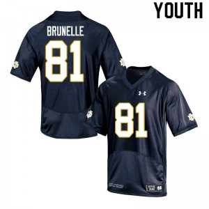 #81 Jay Brunelle UND Youth Game Stitch Jerseys Navy