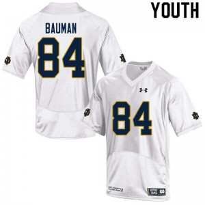 #84 Kevin Bauman Notre Dame Fighting Irish Youth Game High School Jerseys White