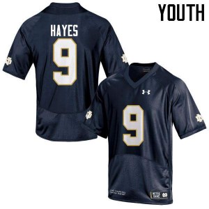 #9 Daelin Hayes Notre Dame Youth Game Stitch Jerseys Navy Blue