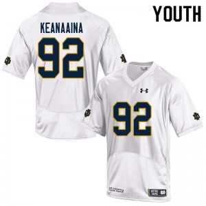 #92 Aidan Keanaaina Fighting Irish Youth Game University Jerseys White