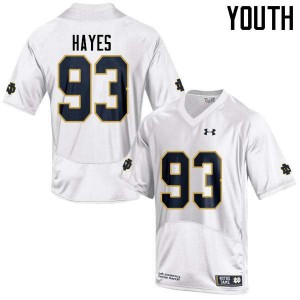 #93 Jay Hayes University of Notre Dame Youth Game Embroidery Jersey White