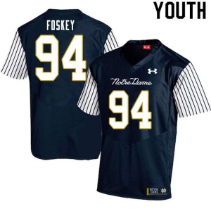 #94 Isaiah Foskey University of Notre Dame Youth Alternate Game Stitch Jerseys Navy Blue