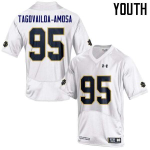 #95 Myron Tagovailoa-Amosa Notre Dame Fighting Irish Youth Game Stitched Jerseys White