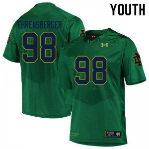 #98 Alexander Ehrensberger Notre Dame Fighting Irish Youth Game NCAA Jersey Green