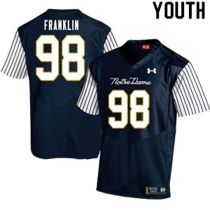 #98 Ja'Mion Franklin Notre Dame Youth Alternate Game Football Jersey Navy Blue