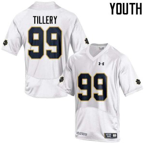#99 Jerry Tillery UND Youth Game NCAA Jerseys White