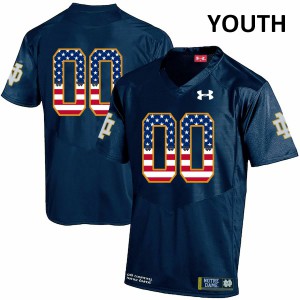 #00 Custom UND Youth USA Flag NCAA Jerseys Navy