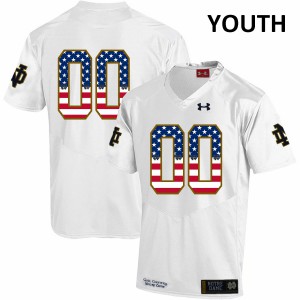 #00 Custom Notre Dame Youth USA Flag Stitch Jersey White